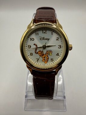 Women's Vintage Disney Tigger Bouncing Watch MU0844 Brown Band (New Battery)